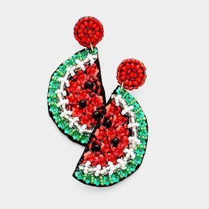 Watermelon Seed Bead Earrings 